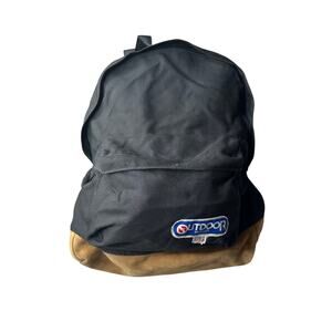 90s Outdoor Products Made in USA black and Suede Backpack